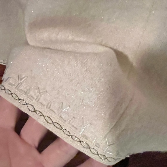 Nygard Collection Sparkling Embellished Full Zip Boiled Wool Cream Cardigan L - Picture 2 of 11